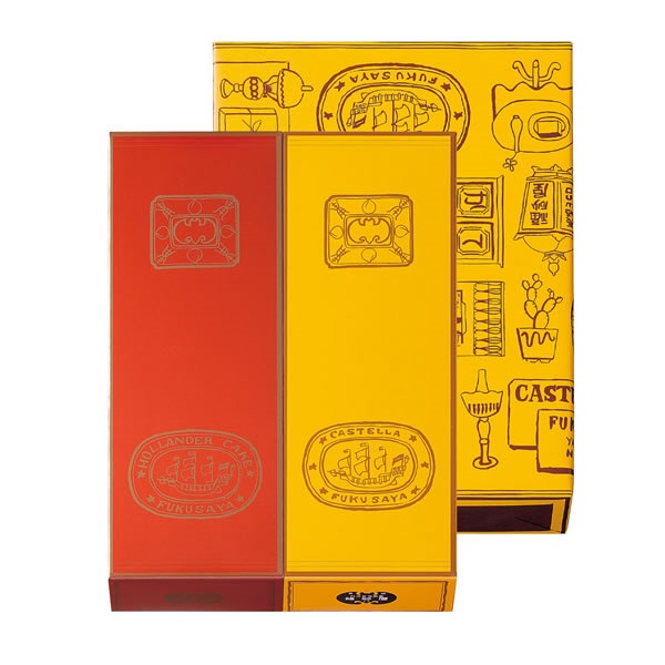 カステラ本家　福砂屋　詰め合わせ2本入（カステラ小切れ1号1本、オランダケーキ小切れ1号1本）【のし不可、お届け日指定不可】